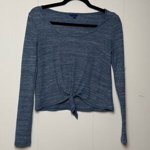 Aeropostal Heathered Blue Knot Front Cotton Blend Waffle Knit Blouse Size XS